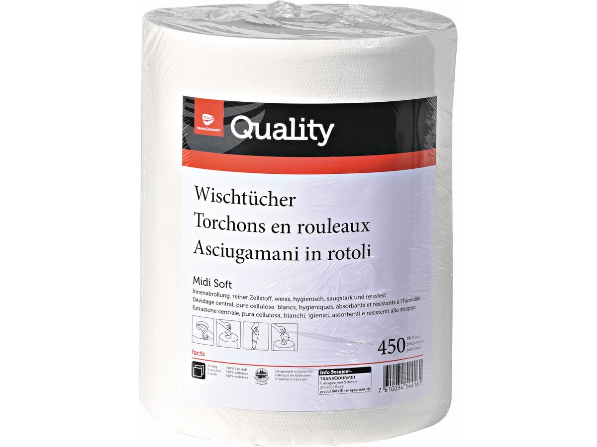 QUALITY Wischtücher soft midi 993320.0 2-lagig, 6 Rollen à 450 Blatt (7610034546196)