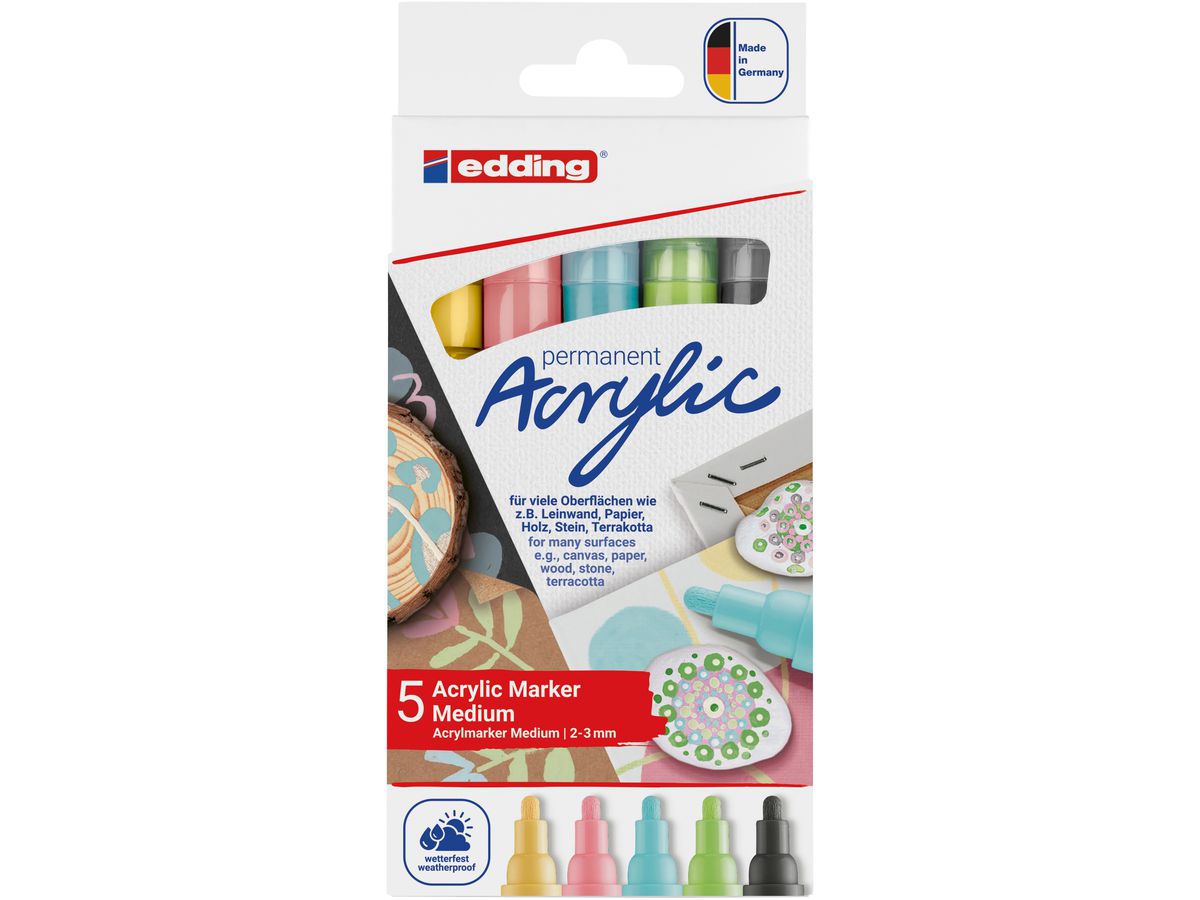 EDDING Acrylmarker 5100 2-3mm 5100-E5-099 pastell, ass. 5 Stück (4057305030900)