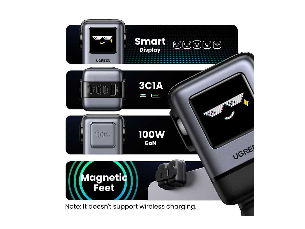 UGREEN USB-C Wallcharger Uno RG 45515B 100W,4-Port,GaN,Fast Charg. (6941876249787)
