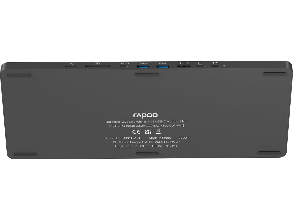 RAPOO UCK-6001 Ultraslim Keyboard 12473 8-in-1 USB C Multiport Hub (6940056124739)