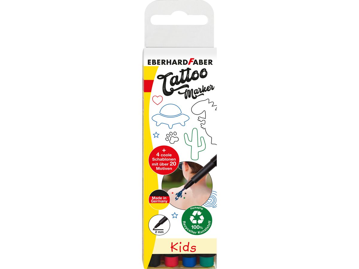 EBERHARD FABER Encres de tatouage 559504 Kids, 4 couleurs (4087205595049)