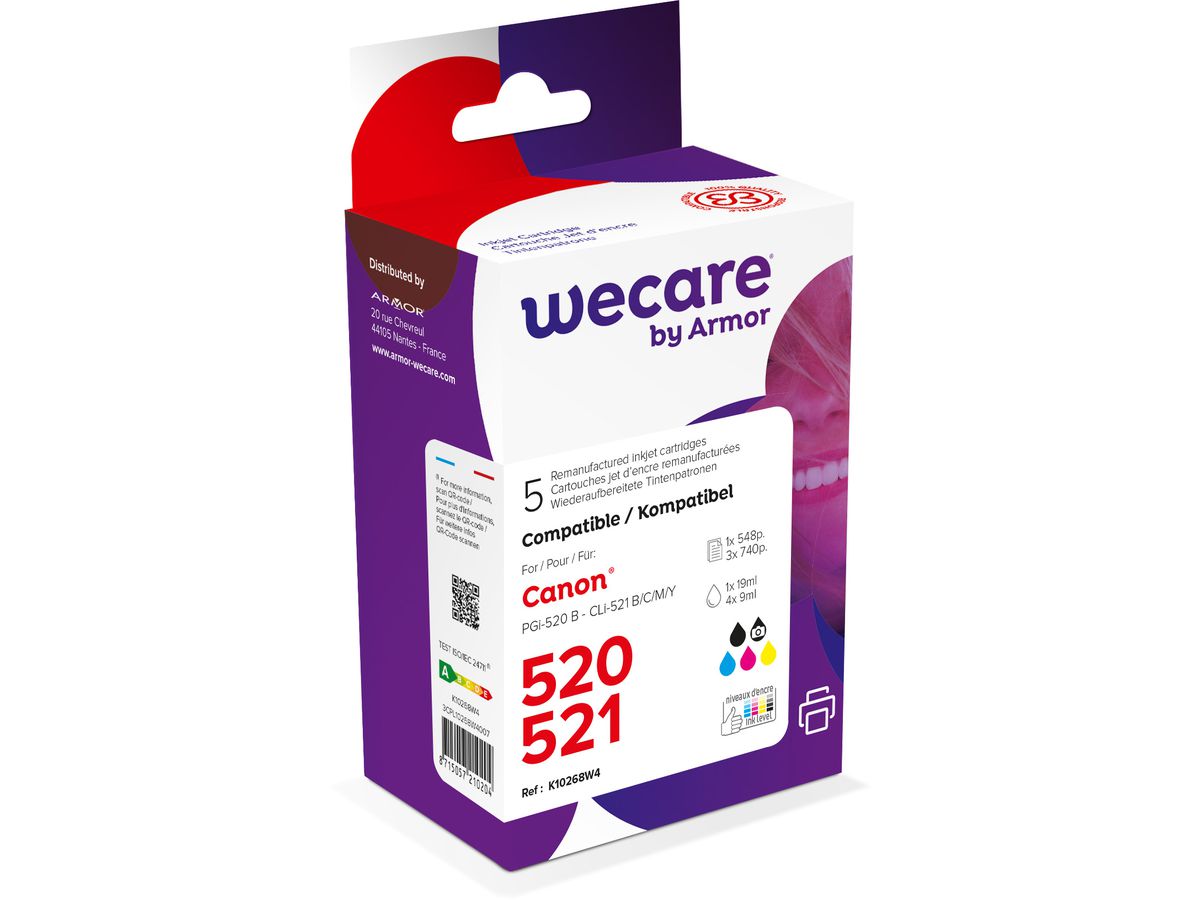 WECARE Multi rebuilt 520/521 BKCMY CLI-521PACKWE p.Canon PIXMA MP 980 19/4x9ml (8715057210204)