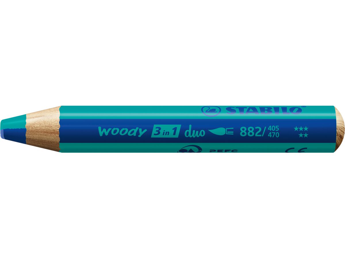 STABILO Crayon couleur Woody 3 in 1 882/405-470 Duo, bleu/turquoise (4006381603683)