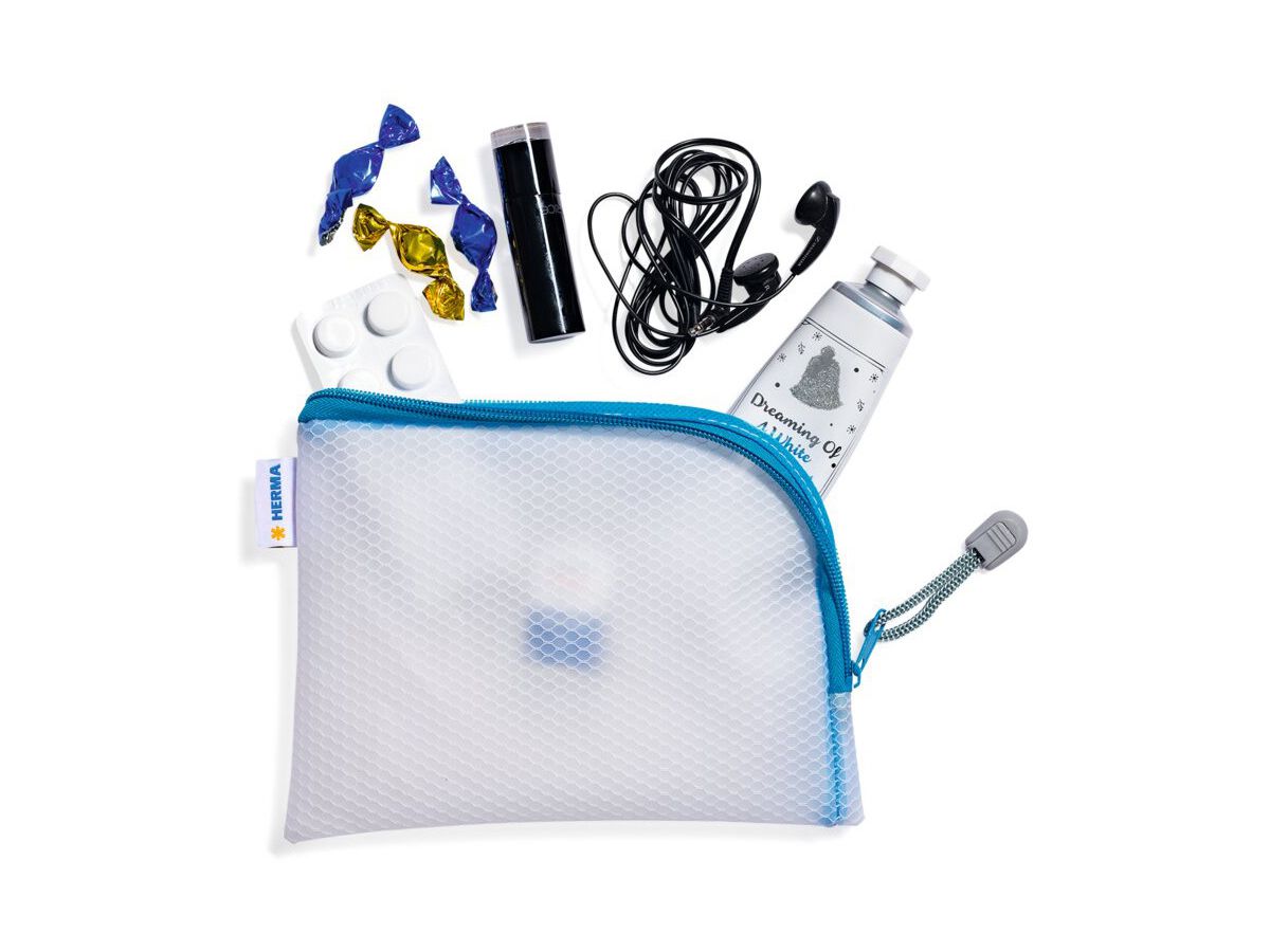 HERMA Tasca documenti con zip A6 20025 blu, 19x14cm (4008705200257)