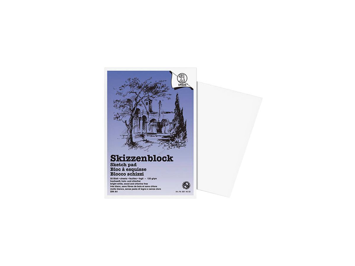 URSUS Papier à croquis A4 8814600 120g, blanc 50 feuilles (4008525660125)