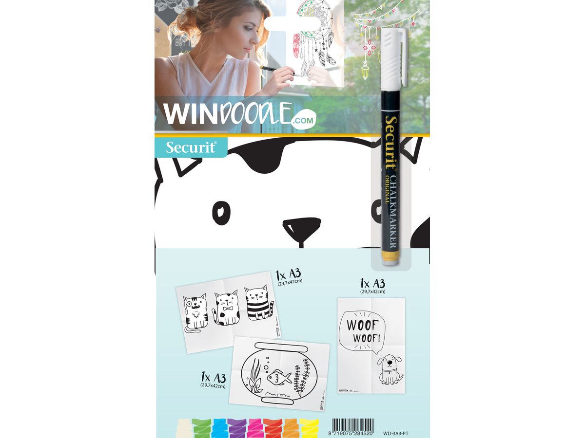 SECURIT Pochoirs vitrine WINDOODLE WD-3A3-PT A3 Pets 3 pcs (8719075284520)
