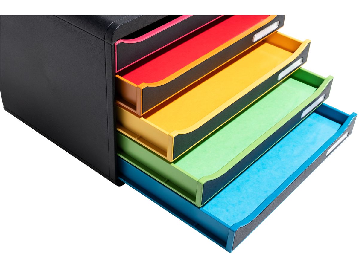 EXACOMPTA Schubladenbox Big-Box Plus 308914D schwarz/Harlekin, 5 Schubl. (9002493430136)