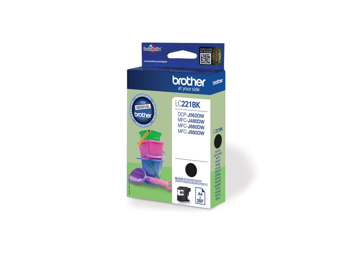 BROTHER Tintenpatrone schwarz LC-221BK MFC-J480/680/880 260 Seiten (4977766747318)