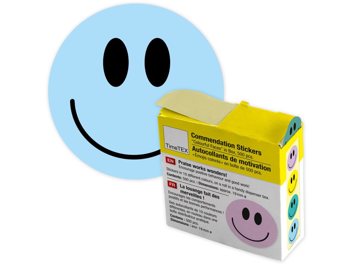 TIMETEX Autoadesivi di encomio 62765 Facce colorate 500 pezzi (4055218627651)