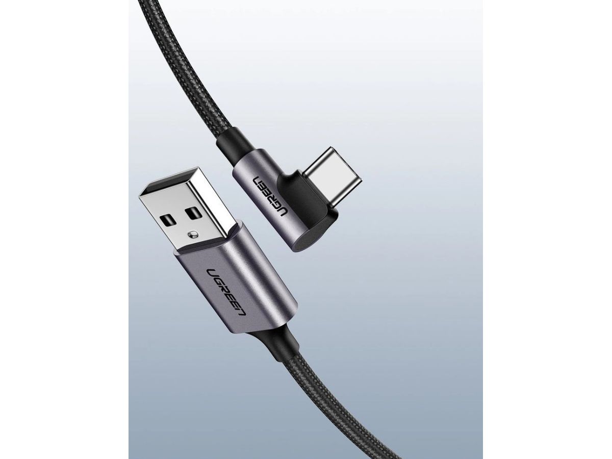 UGREEN USB-A to USB-C Cable 2m 50942 Right Angle, Space Gray (6957303859429)