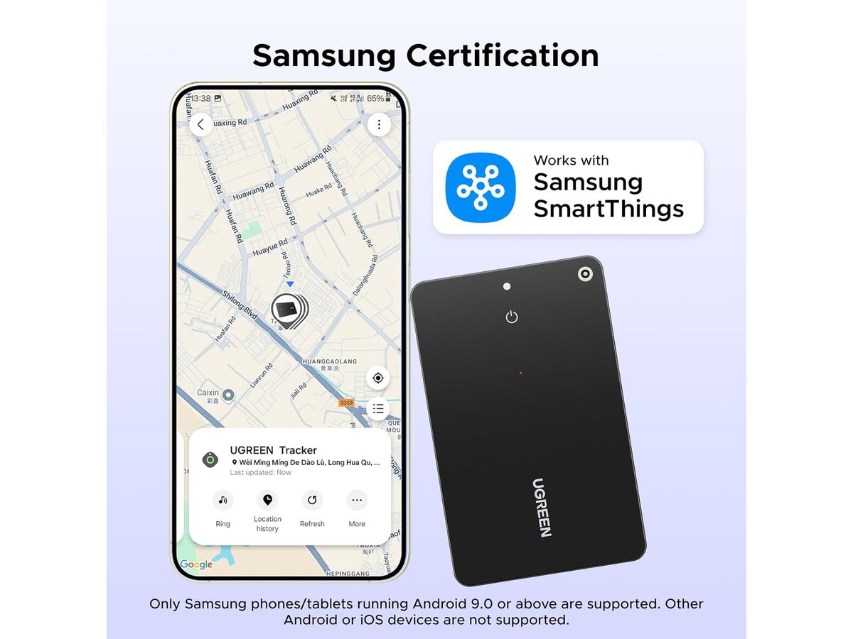 UGREEN Tracker Samsung SmartThings 55770 Slim Card,Black (6941876257706)