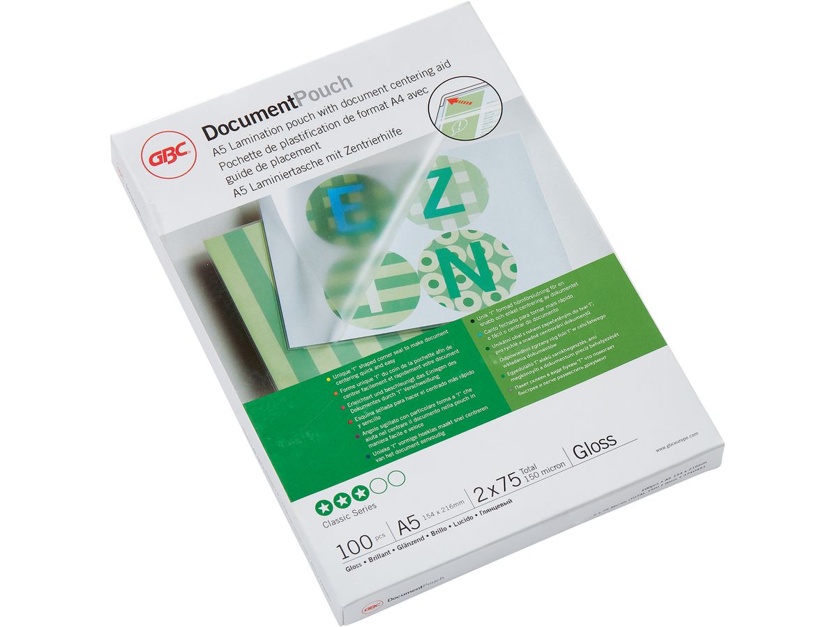 GBC Laminiertasche A5 3740451 glanz, 75my 100 Stk (0033816030930)