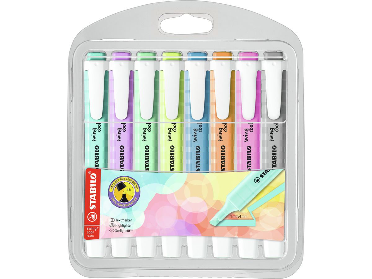 STABILO Evidenziatore Swing Cool 275/8-08-2 Pastell, astuccio 8 pz. (4006381573139)