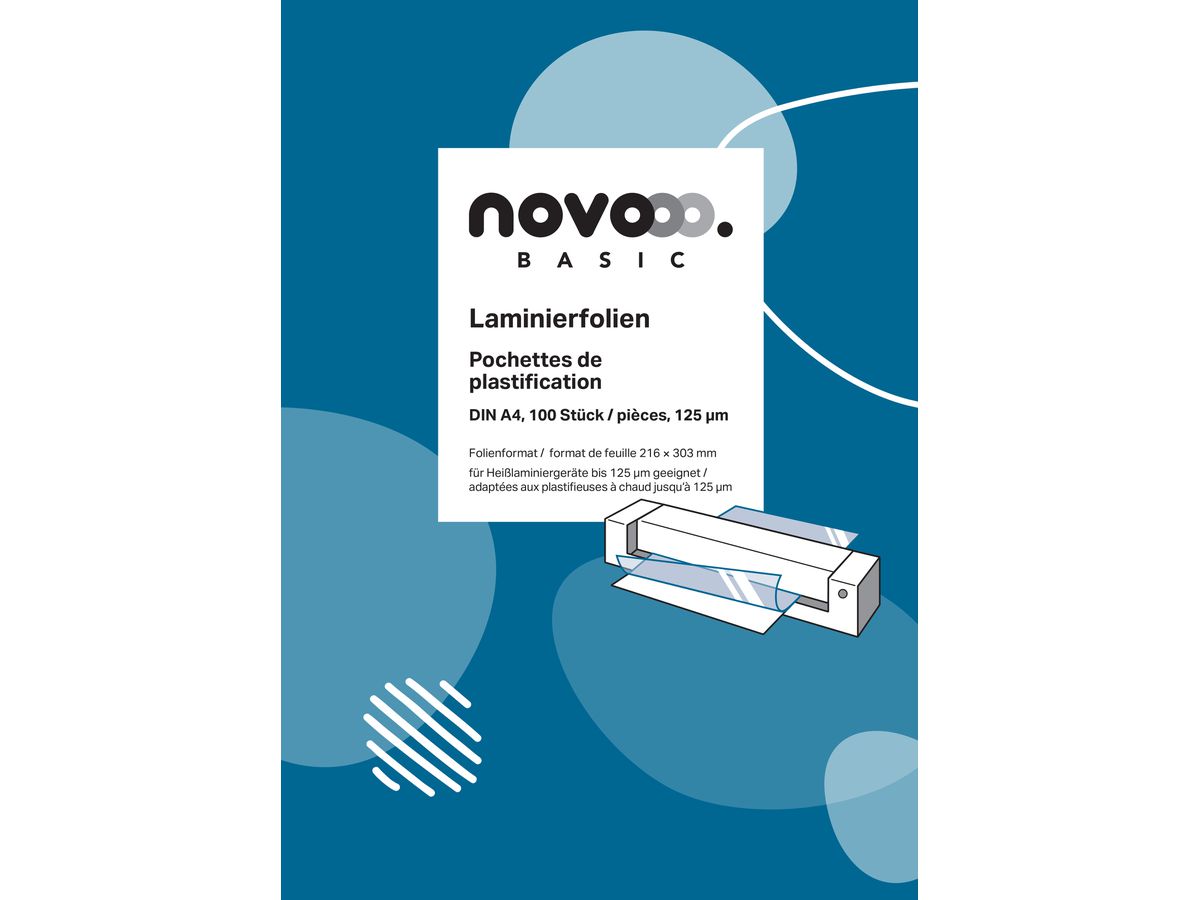 NOVOOO Laminierfolie A4 47080000 glanz, 125my 100 Stück (9010729002118)