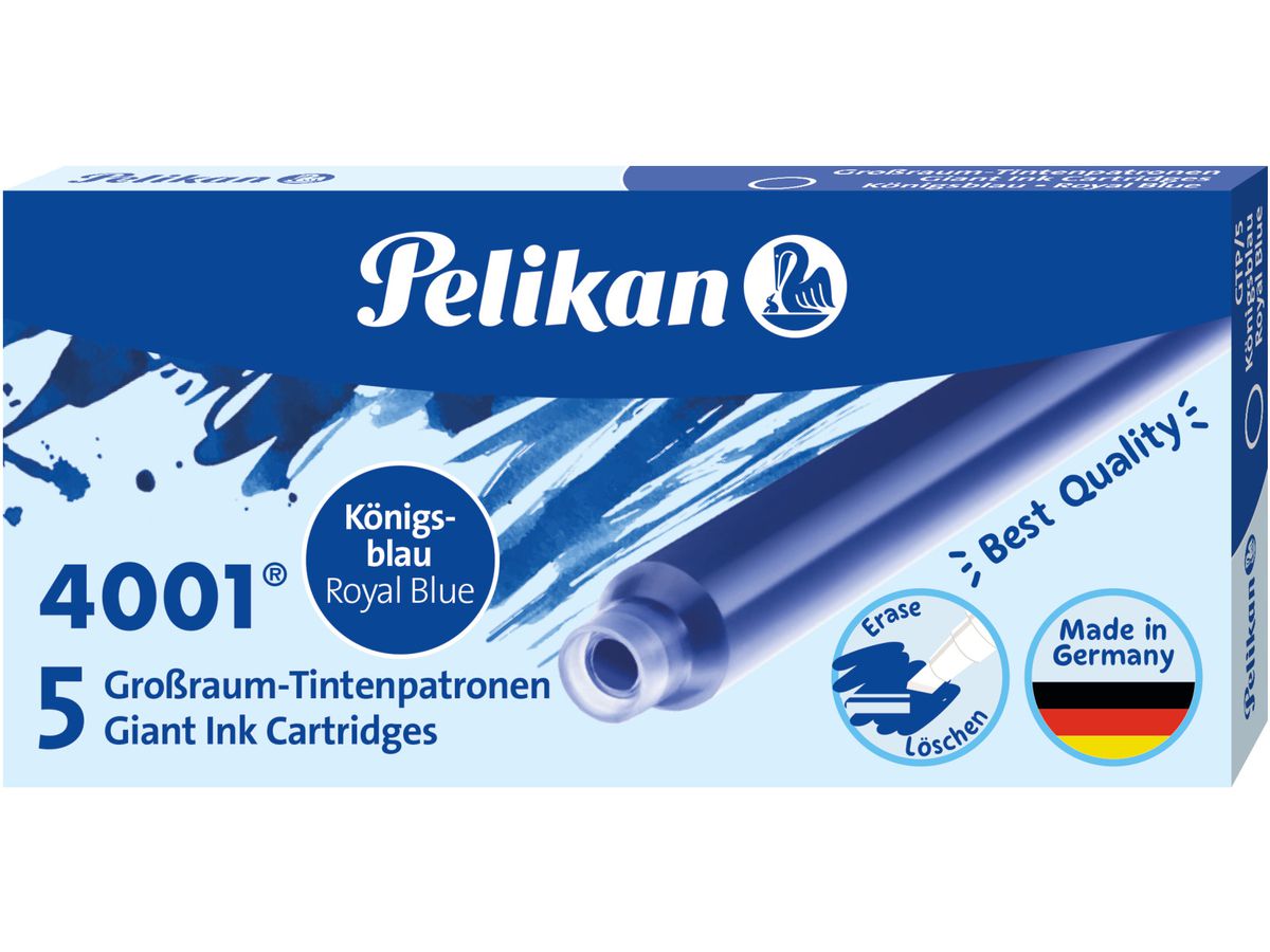 PELIKAN Encre 4001 GIP/5 310748 bleu royal, effaçable 5 pièces (4012700310743)