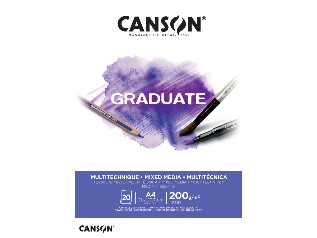 CANSON Graduate Mixed Media A4 400110377 20 Blatt, weiss, 200g (3148950021199)