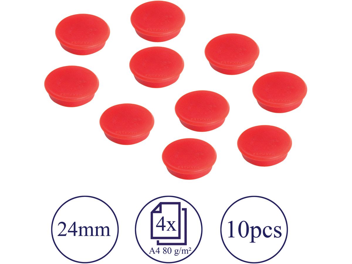 FRANKEN Haftmagnete 24mm HM20 01 rot 10 Stück (4016946051835)