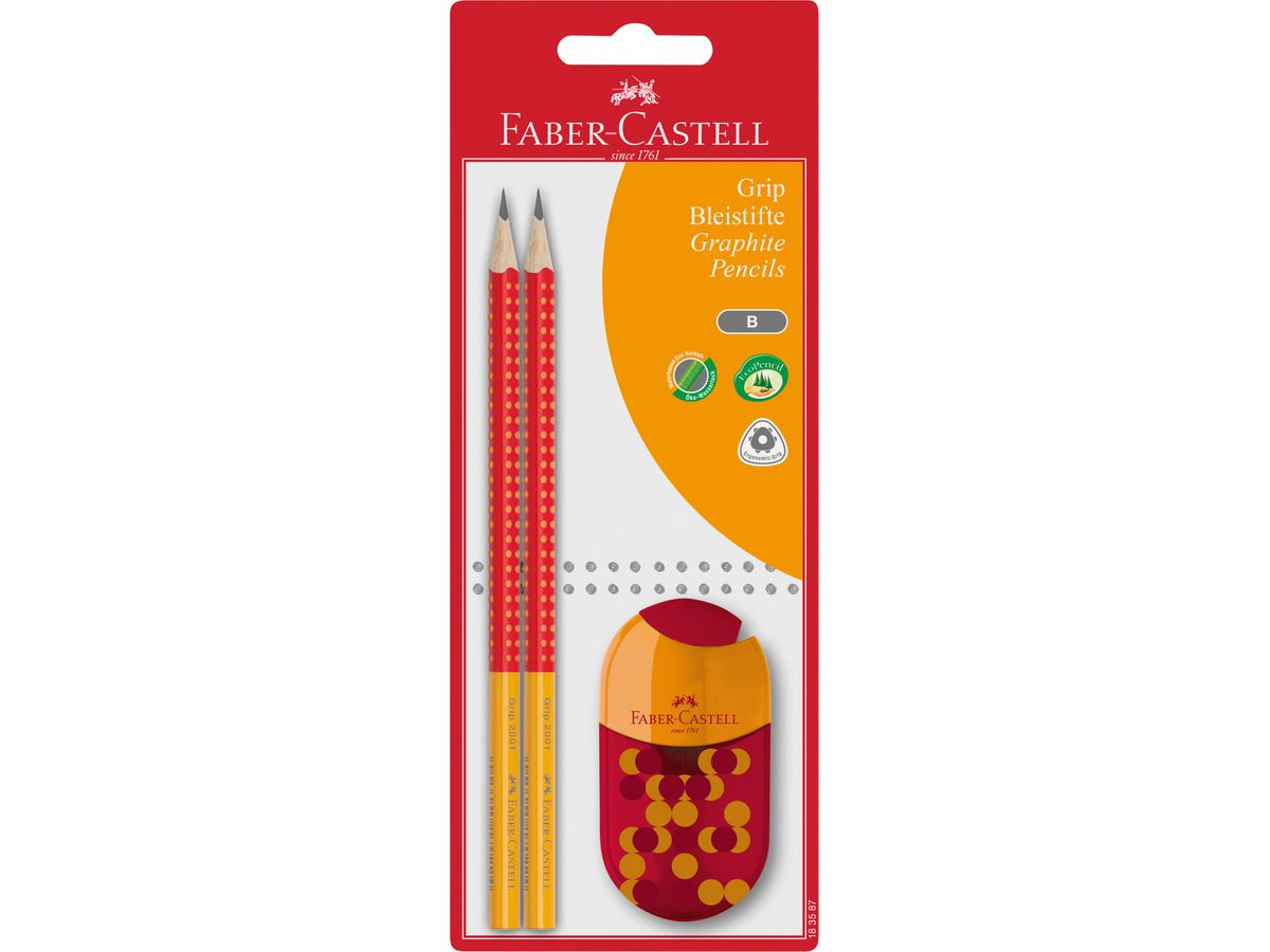 FABER-CASTELL Matita, Tempramatite B 183587 Grip 2001 set, 3 colori (4005401835875)