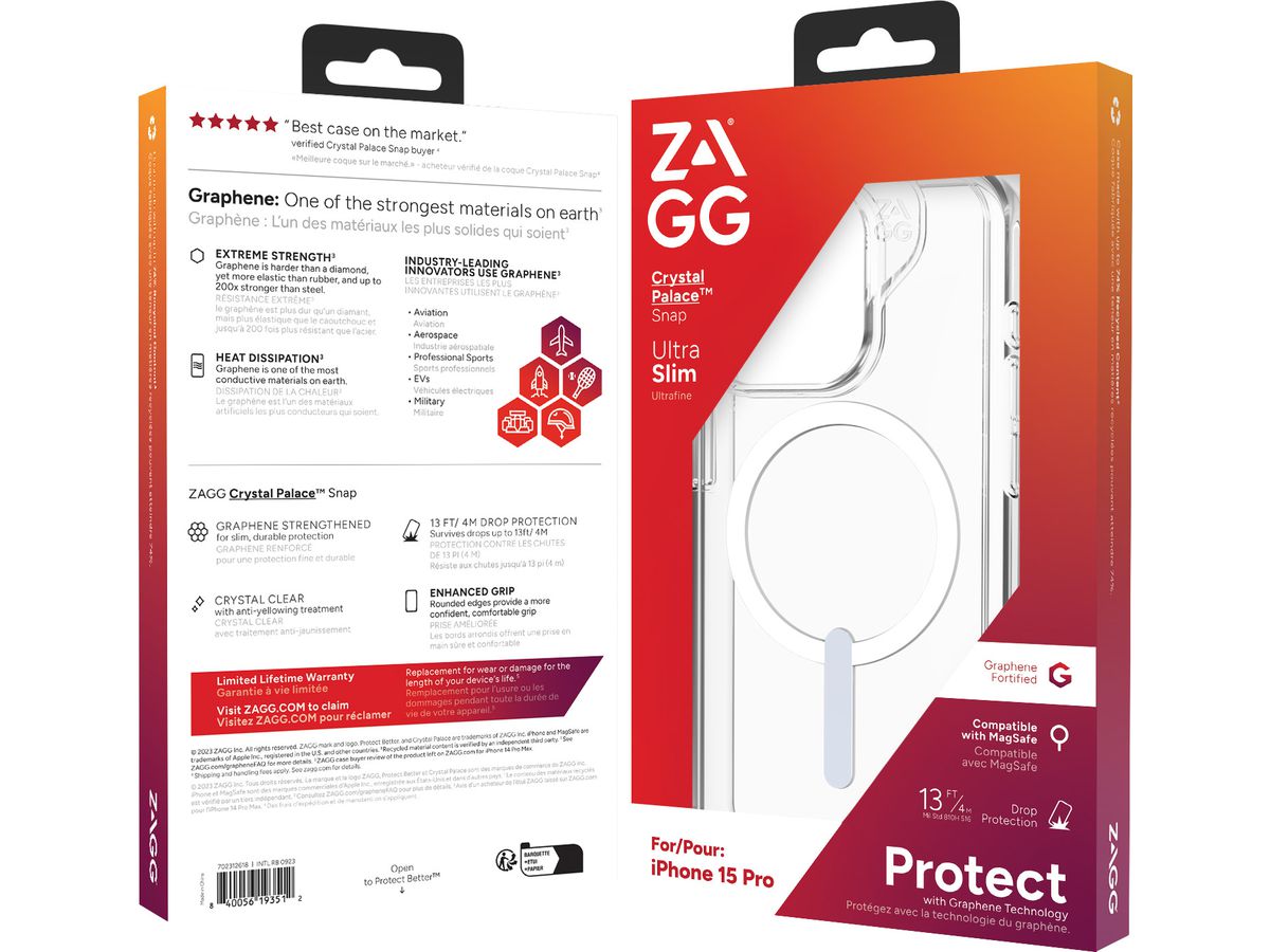 ZAGG Crystal Palace Cases Snap 702312618 Apple iPhone 15 Pro,Clear (0840056193512)