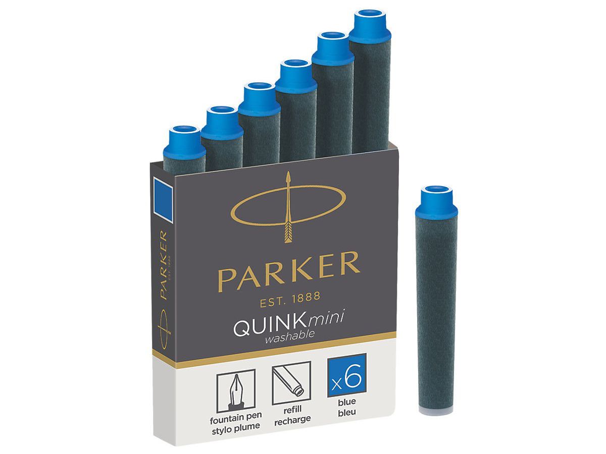 PARKER Gelmine Quink Mini 1950409 blau 6 Stück (3501179504094)