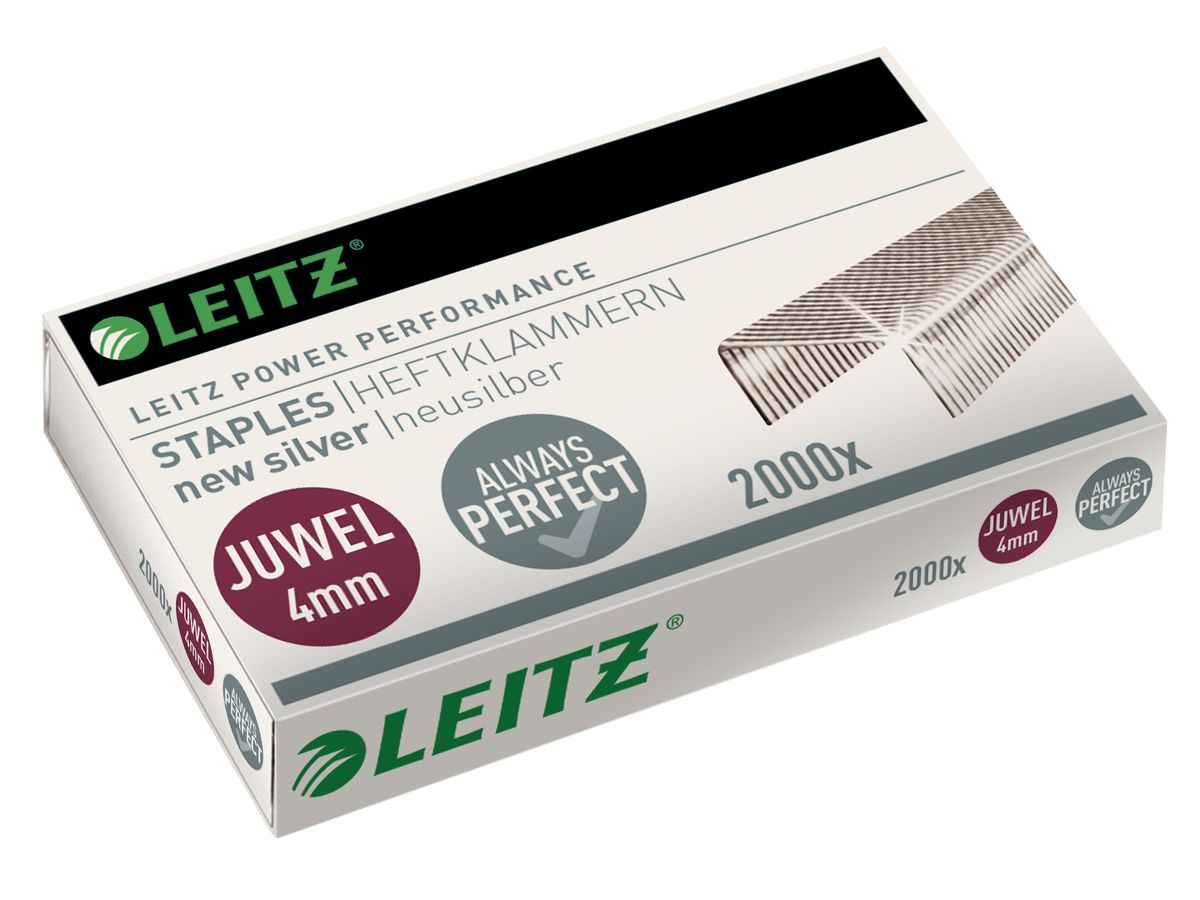 LEITZ Heftklammern Juwel 4mm 5641-00-00 Kupfer und Zink 2000 Stück (4002432396696)