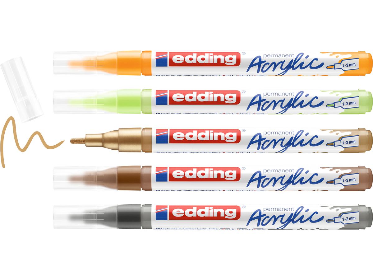 EDDING Acrylmarker 5300 1-2mm 4-5300-5S-1 Nature Set 5 pezzi (4057305063175)