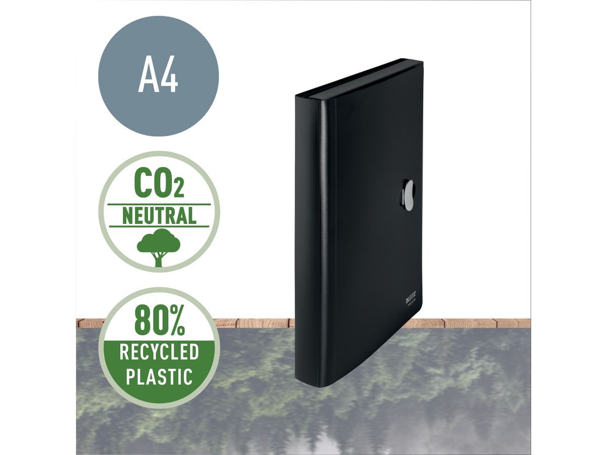 LEITZ Projektmappe Recycle A4 4624-00-95 schwarz, PP 5 Fächer (4002432127504)