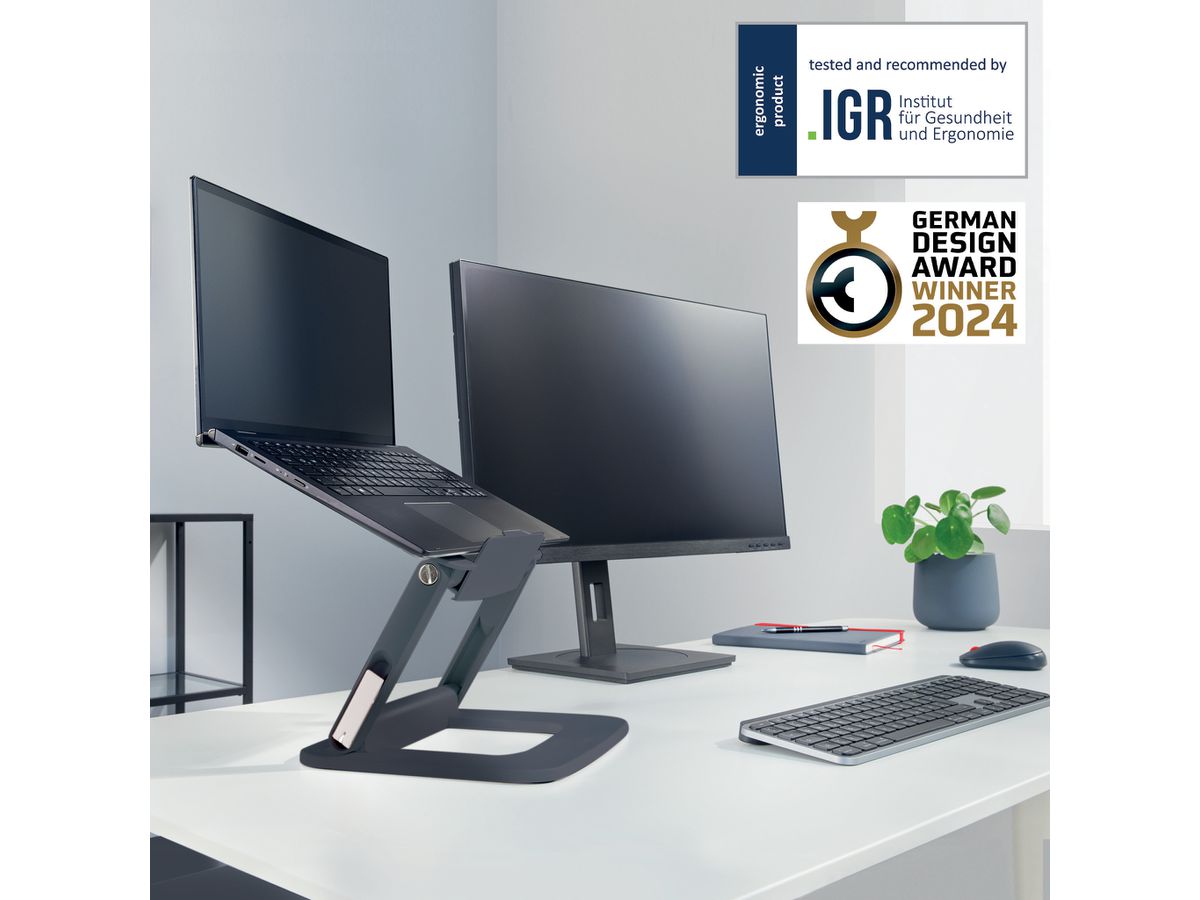 LEITZ Support pour moniteur Ergo 6424-00-89 Gris Fonce (4002432138340)