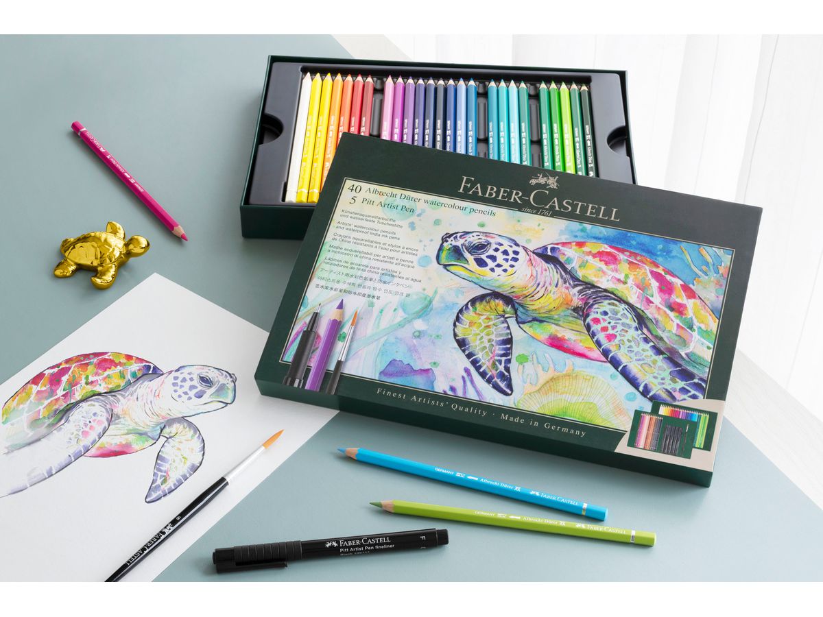 FABER-CASTELL Set Crayon & Pitt Artist Pen 217554 boîte en métal 46 pièces (4005402175543)