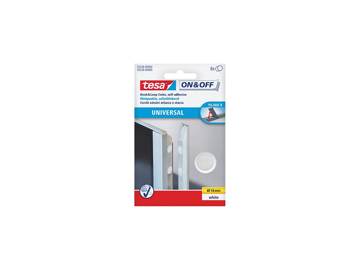 TESA Cerchi adesivi att+stacca 16mm 552260000 bianco 8 pz. (4042448859945)