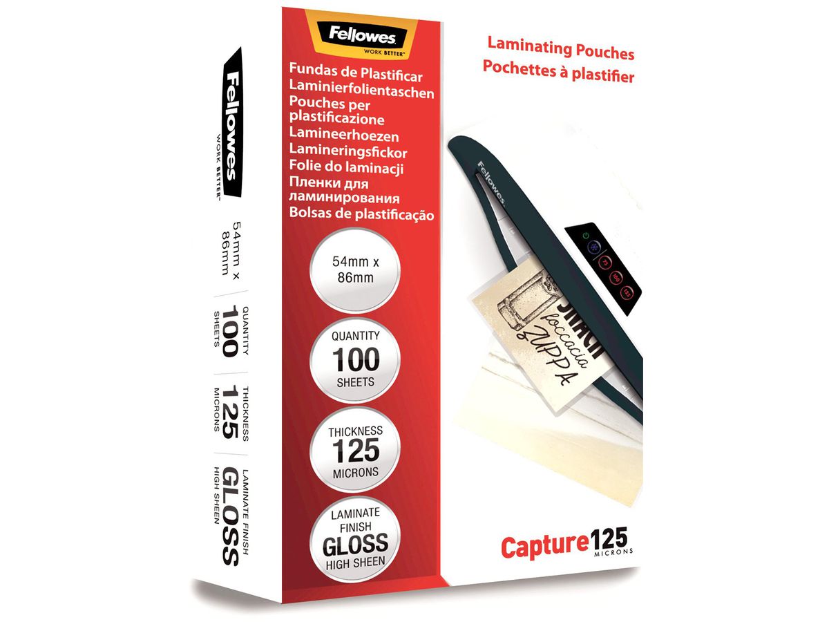 FELLOWES Laminiertasche 54x86mm 5306302 glanz, 125my 100 Stk (0077511530630)