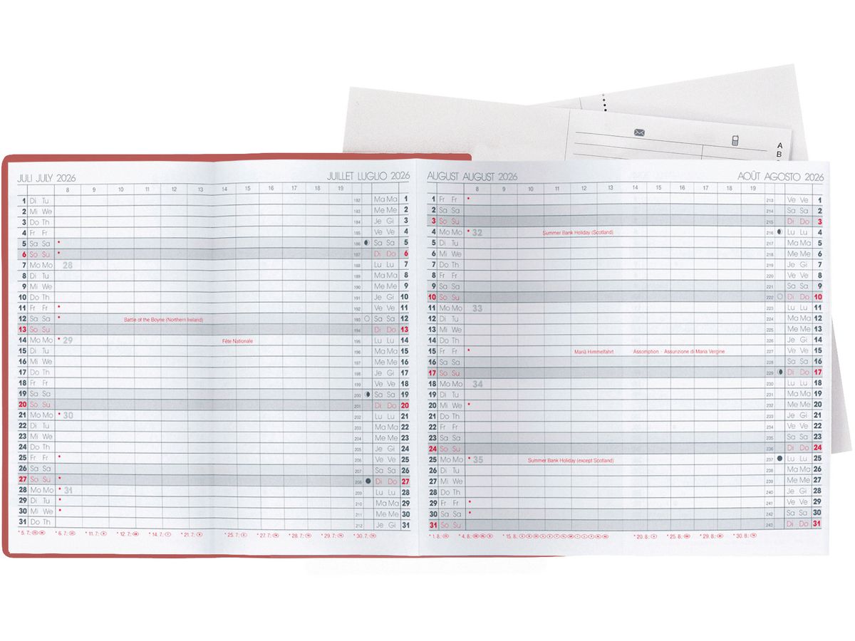 BIELLA Planer Berlin 2026 851561470026U 6M/2S weinrot ML 8.7x15.3cm (7611365526390)