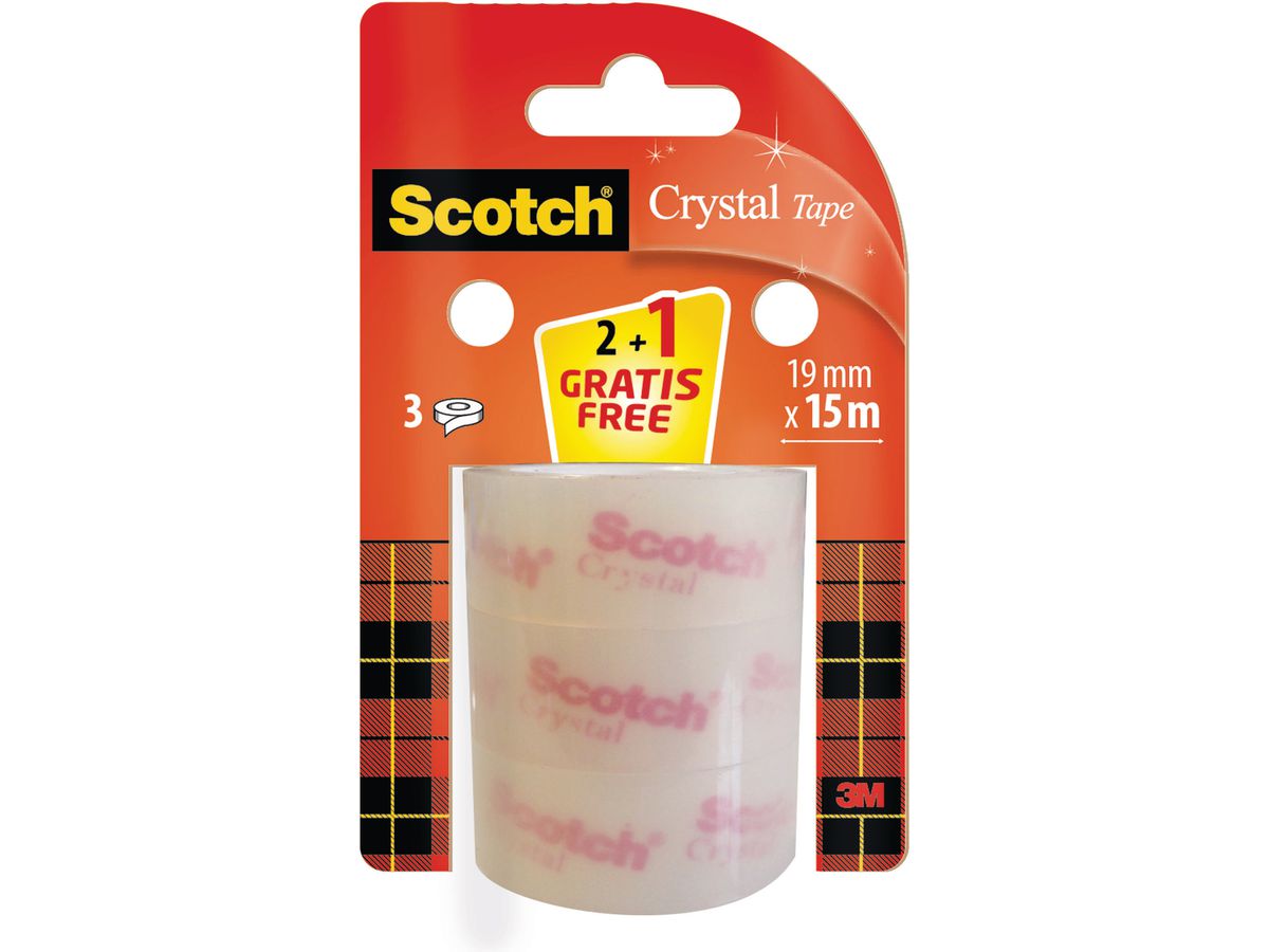 SCOTCH Klebeband Crystal 19mmx15m 6-1915R2N+1 2 Rollen + 1 gratis (4046719376537)