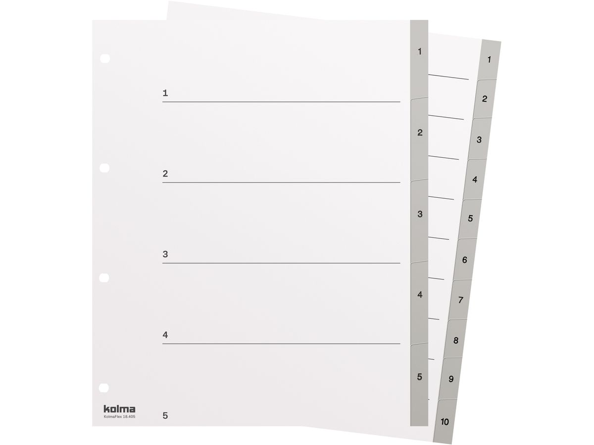 KOLMA Répertoires KolmaFlex A4+ 18.410.03 gris 1-10 (7611967180204)