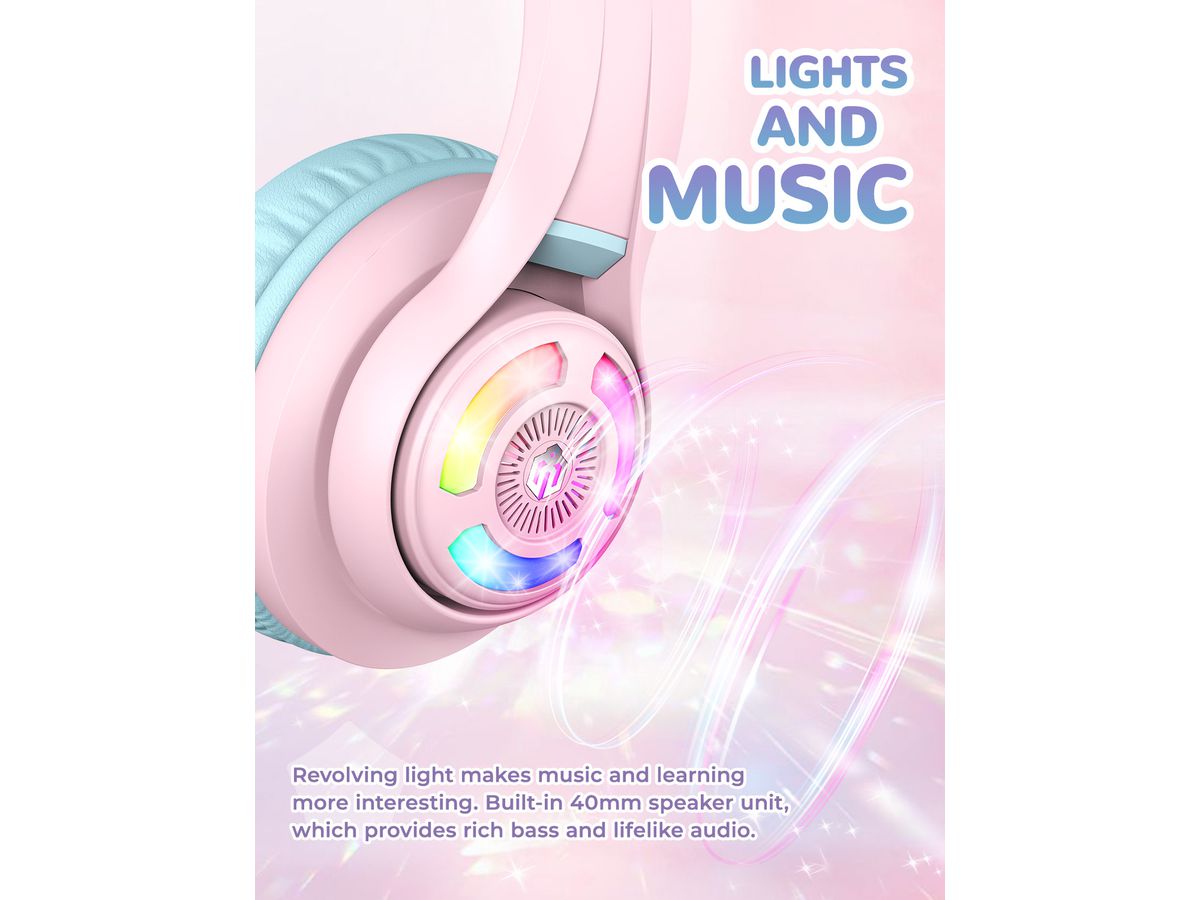 ICLEVER Cat Ear Bluetooth Headphones C04-2083N-14 BTH13, 50h, pink (6934911797657)