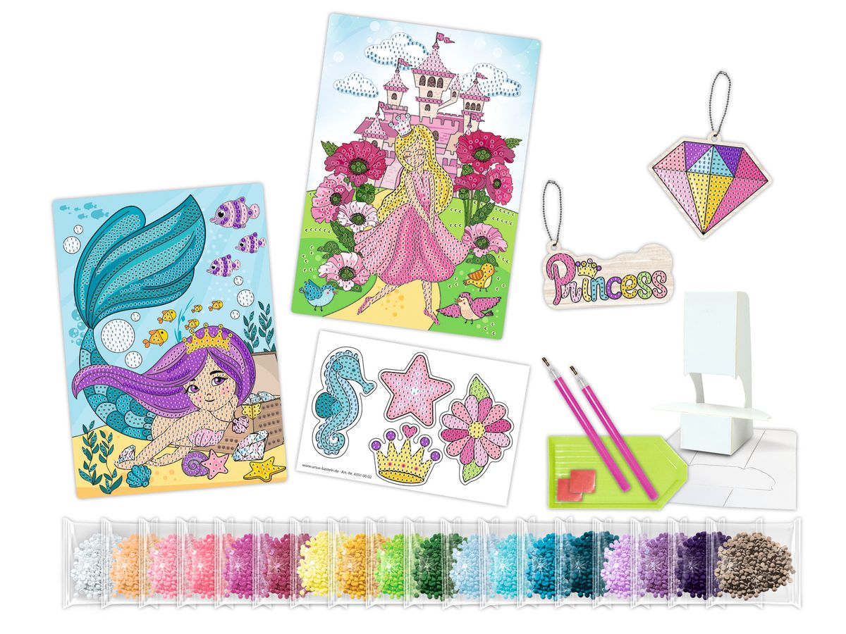 URSUS Diamond Sticker Princess 43510002 2 Karten, 2 Anhänger (4008525242871)