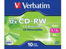VERBATIM CD-RW Jewel 80MIN/700MB 43148 8-12x 10 Pcs (0023942431480)