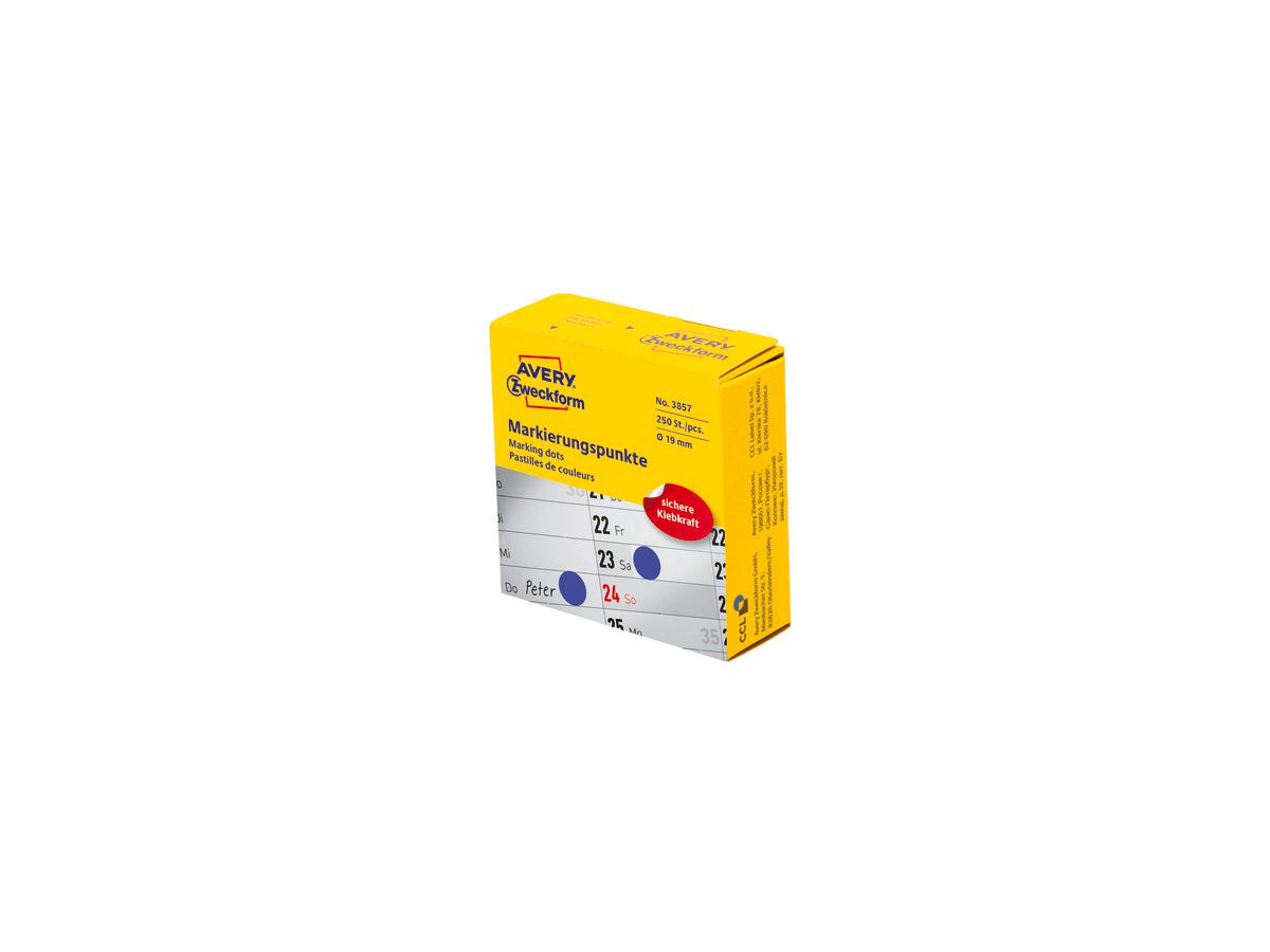 AVERY ZWECKFORM Marqueurs 19mm 3857 bleu 250 pcs. (4004182038574)