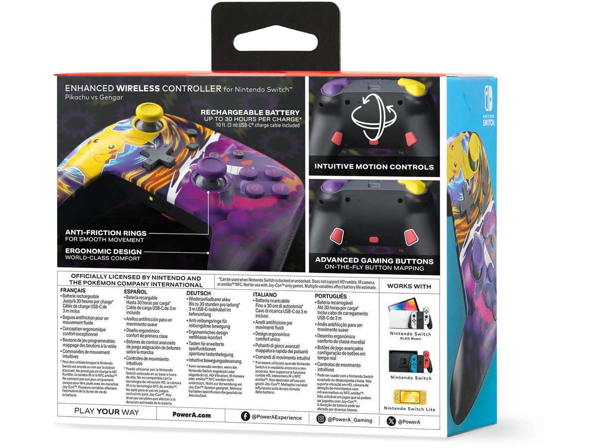 POWER A Enhanced Wireless Ctrl. NSGP0420-01 NSW, Pikachu vs. Gengar (0617885133411)