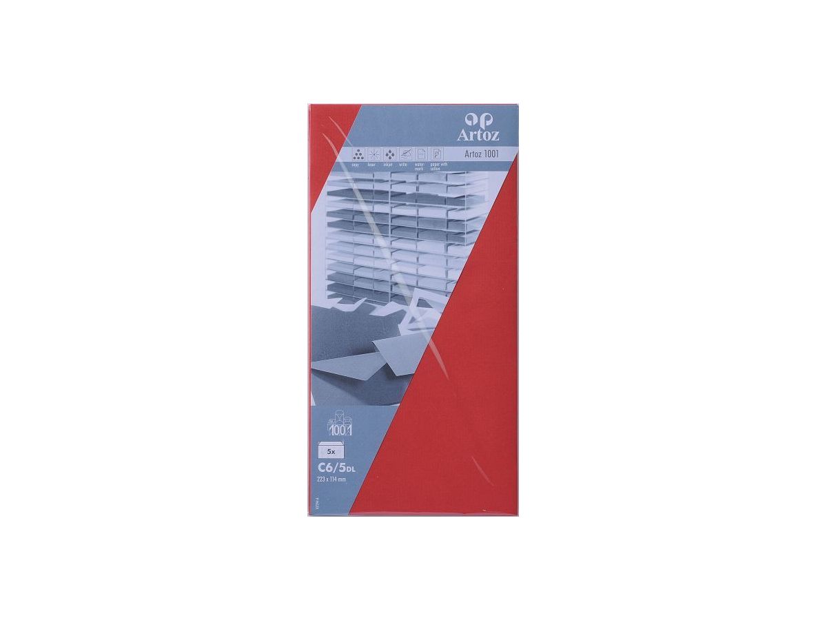 ARTOZ Enveloppes 1001 C6/5 107294185 100g, rouge 5 pcs. (7612450248418)