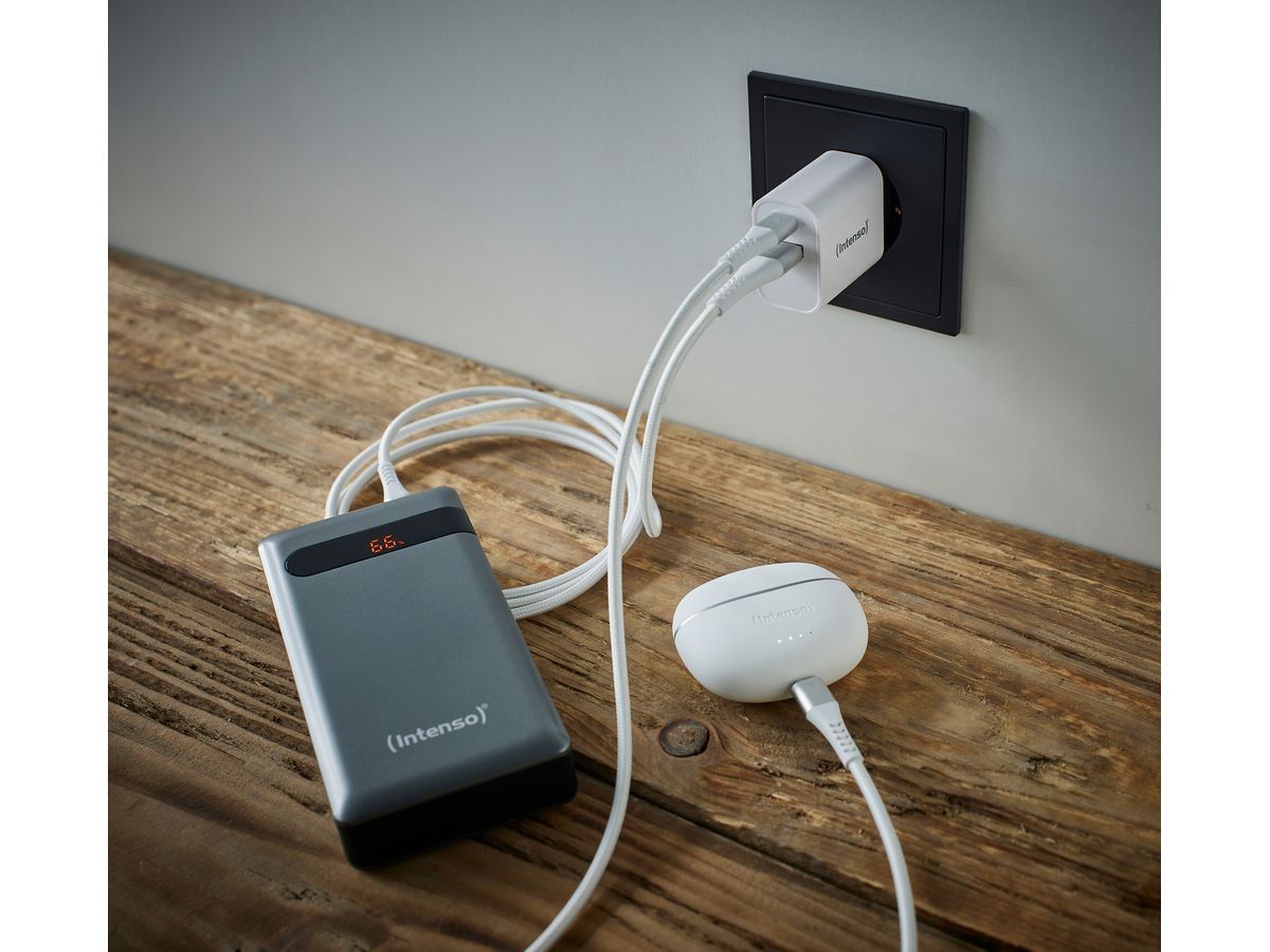 INTENSO Power Adapter W30AC Charger 7803012 30W, USB-A & USB-C, white (4034303033287)