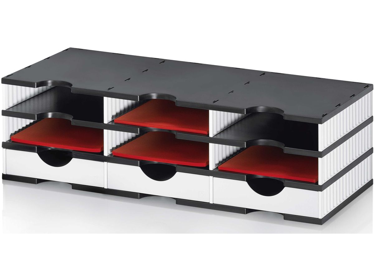 STYRO Système class. styrodoc trio 268-0303.090 noir/blanc 6 comp./3 tiroirs (7612176082136)