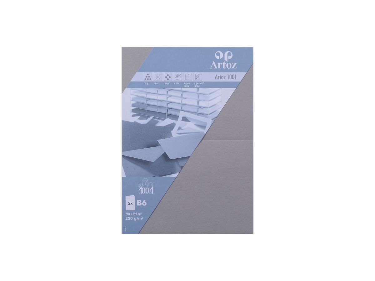 ARTOZ Karten 1001 B6 107362262 220g, graphit 5 Blatt (7612450981766)