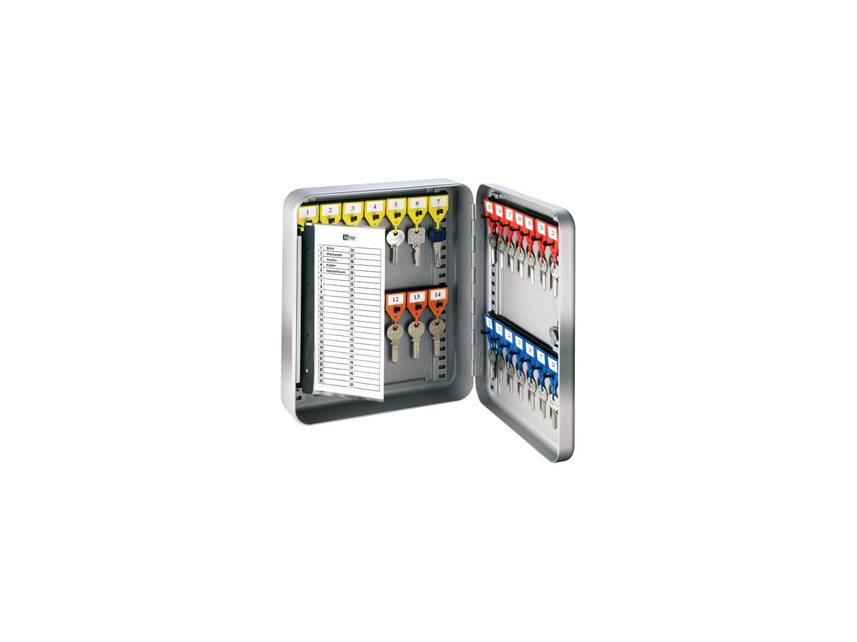 RIEFFEL SWITZERLAND Schlüsselkasten KyStor grau KR-15.28 24,2x30x8cm 28 Haken (7640115311207)