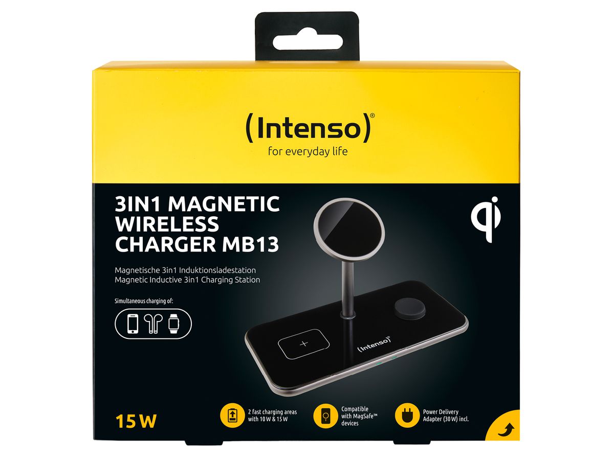 INTENSO Magnetic Wl Charg. Stand MB13 7410810 MagSafe comp., 3 in 1 black (4034303032709)