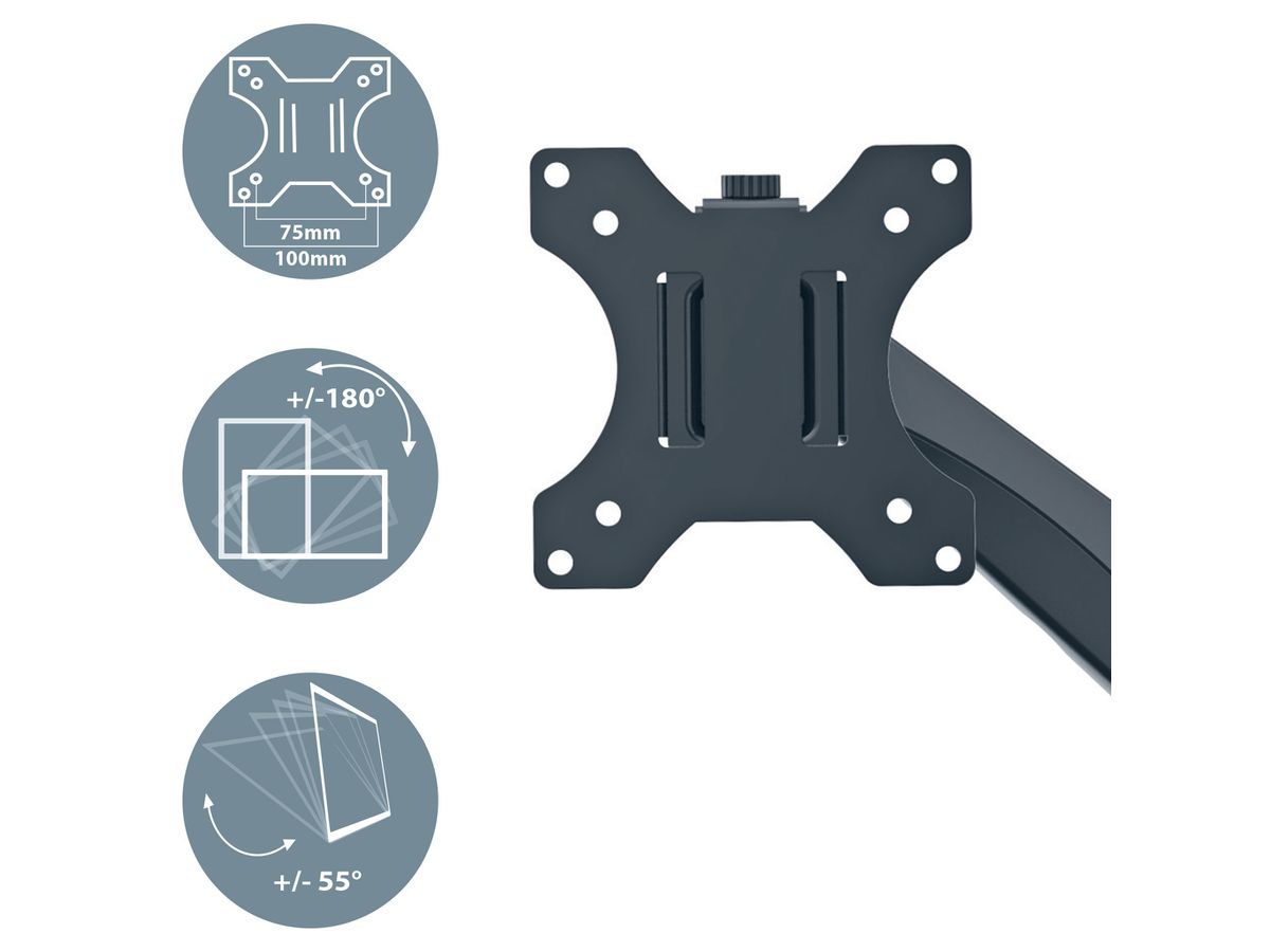 LEITZ Support de moniteur ERGO 6537-00-89 gris, dual (4002432134687)