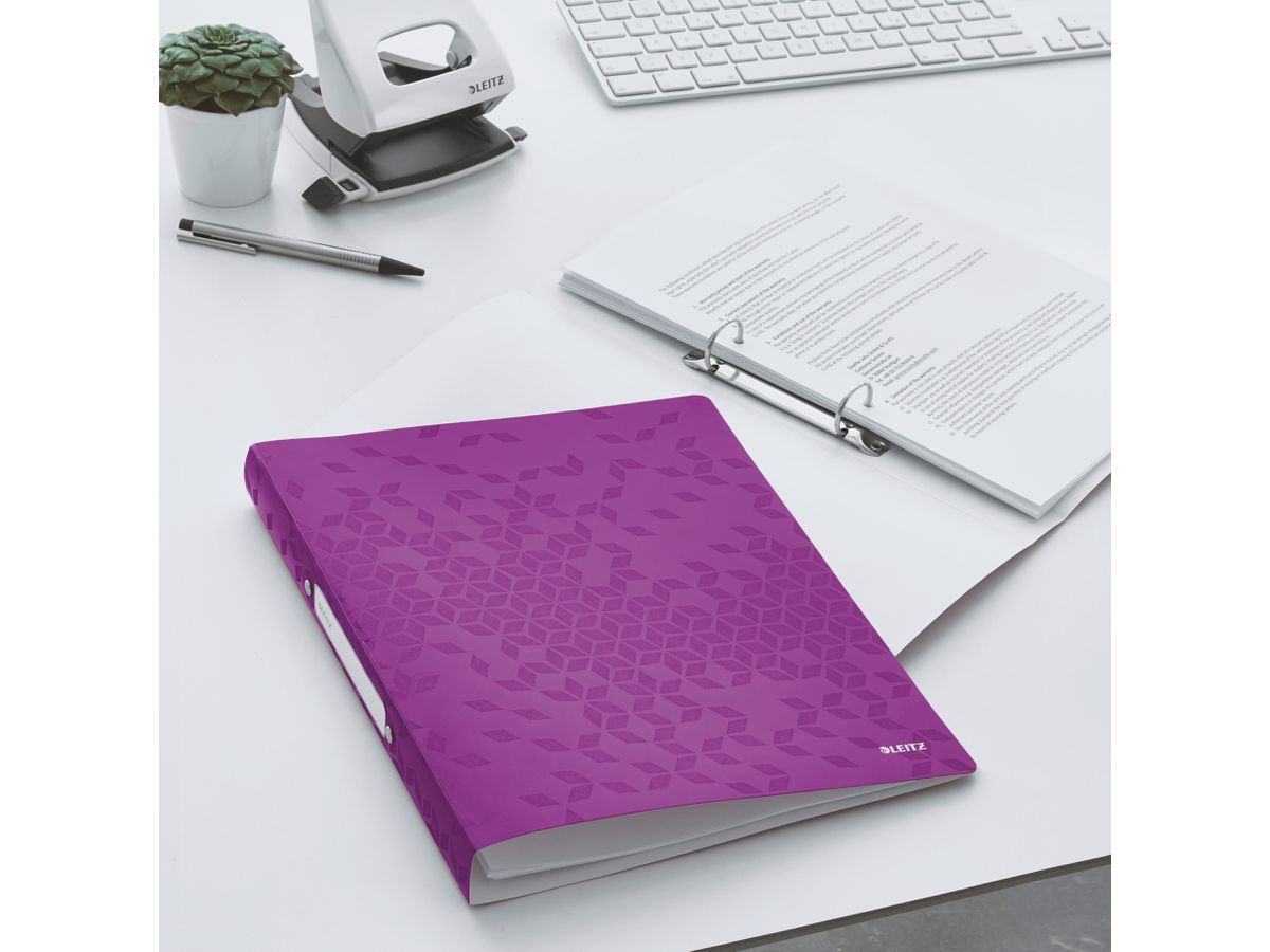 LEITZ Classeur à anneaux WOW PP A4 42570062 violet 25mm (4002432106387)