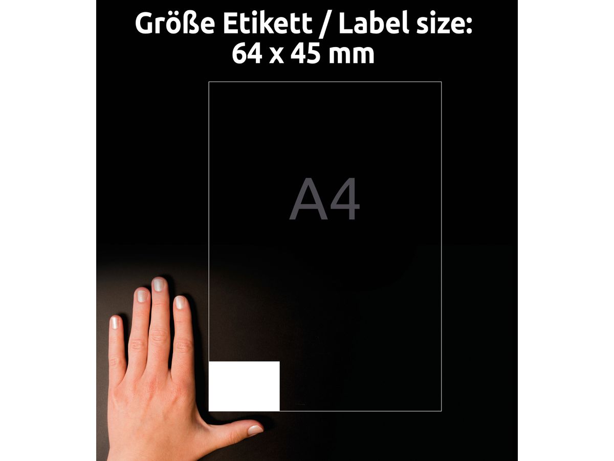 AVERY ZWECKFORM Etichette 64x45mm 3671 bianco 1800 pz./100 fogli (4004182036716)