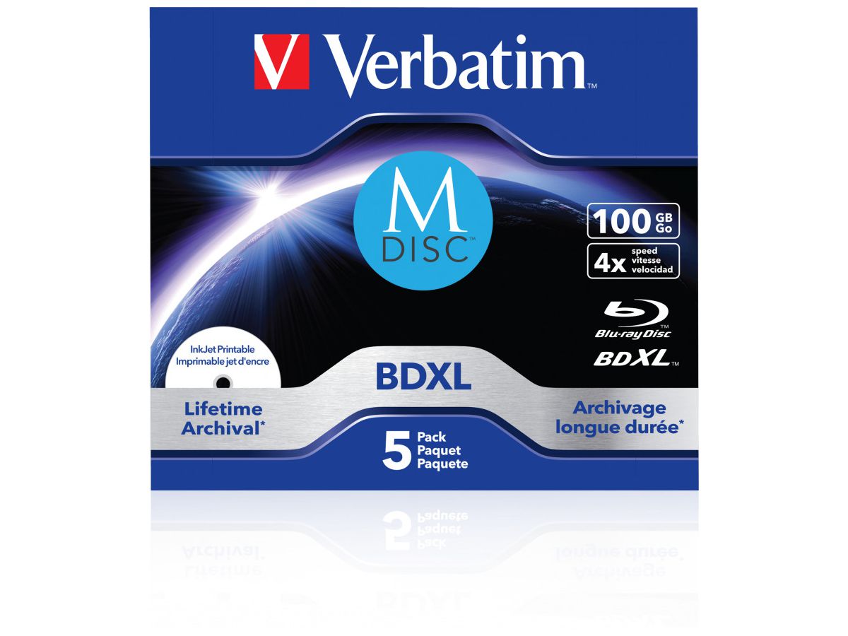 VERBATIM BD-R Jewel 100GB 43834 M-Disc IJ printable 5pcs (0023942438342)