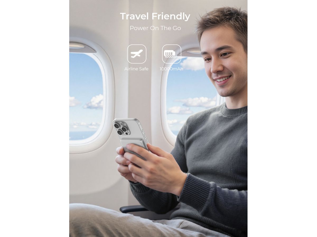 AUKEY MagFusion Slim 10000mAh PB-MS08 SW Powerbank Qi2 Wireless,White (0689323790753)